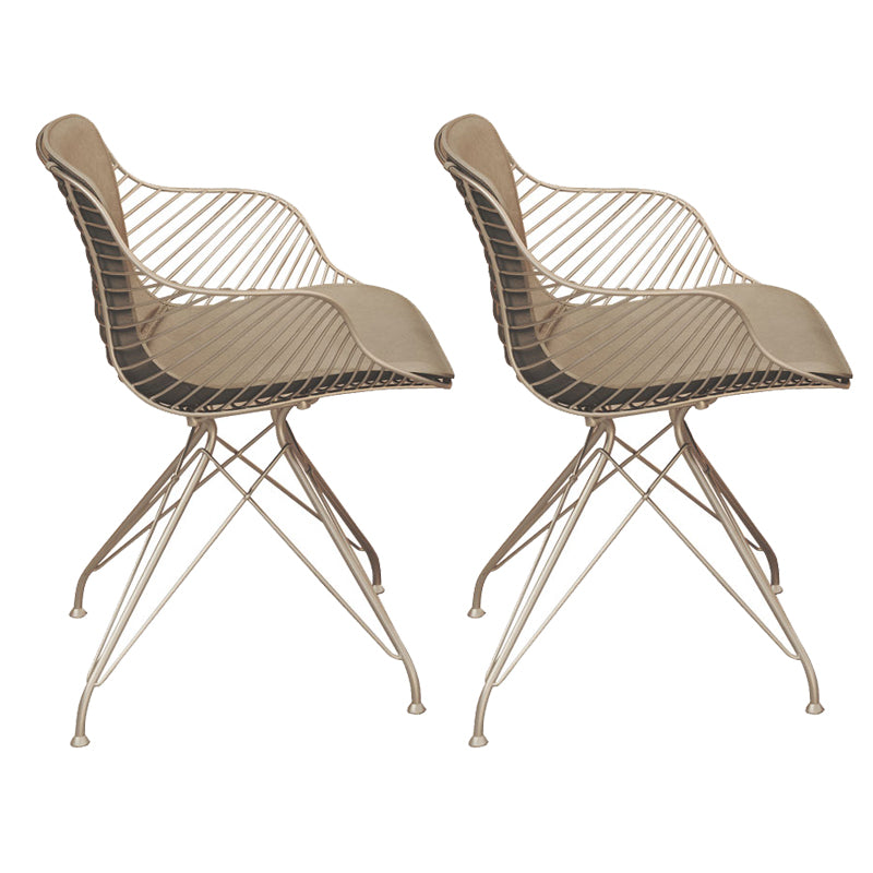 Contemporary Metal Dining Armchair with Arm Patio Dining Chair