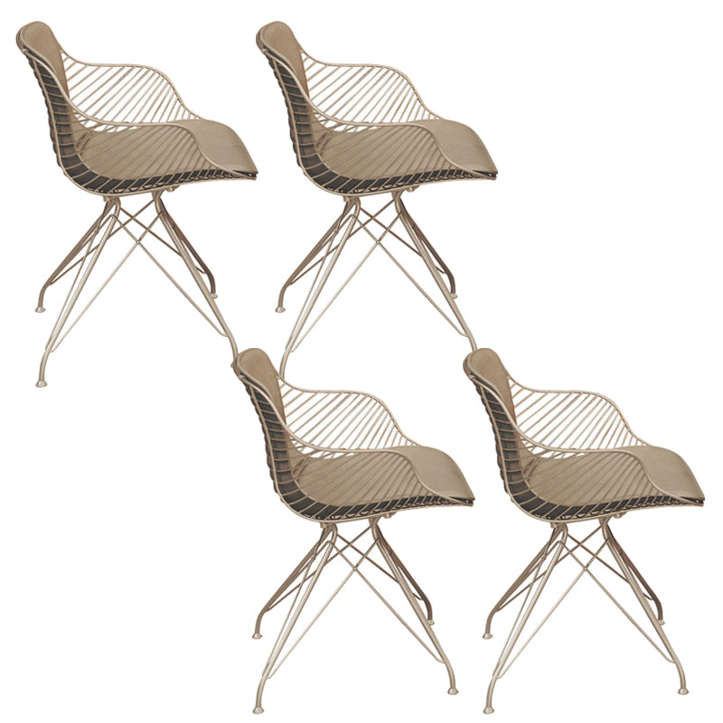 Contemporary Metal Dining Armchair with Arm Patio Dining Chair