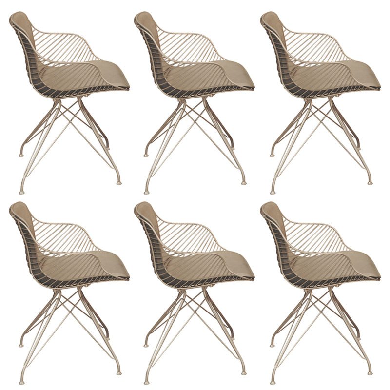 Contemporary Metal Dining Armchair with Arm Patio Dining Chair