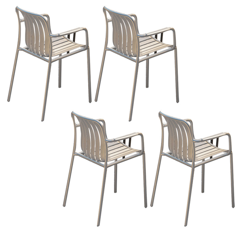 Contemporary Metal Dining Armchair with Arm Patio Dining Chair