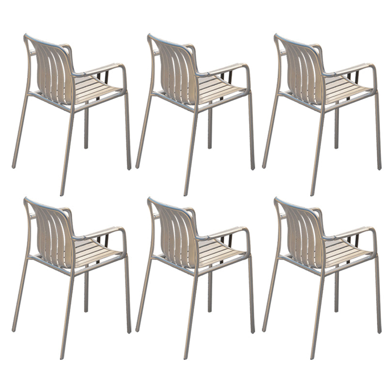 Contemporary Metal Dining Armchair with Arm Patio Dining Chair