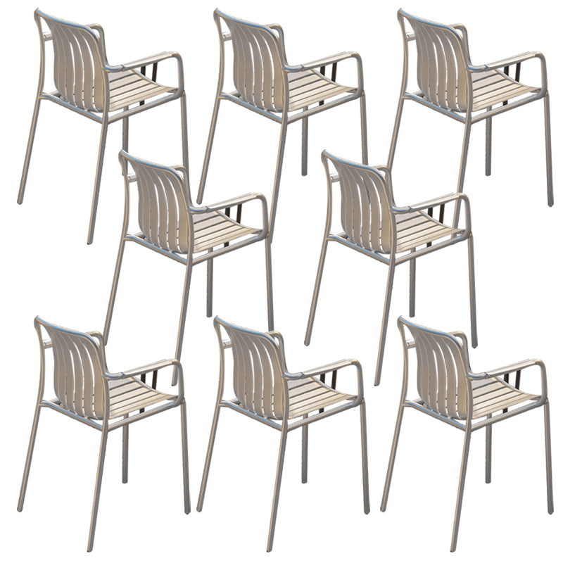 Contemporary Metal Dining Armchair with Arm Patio Dining Chair