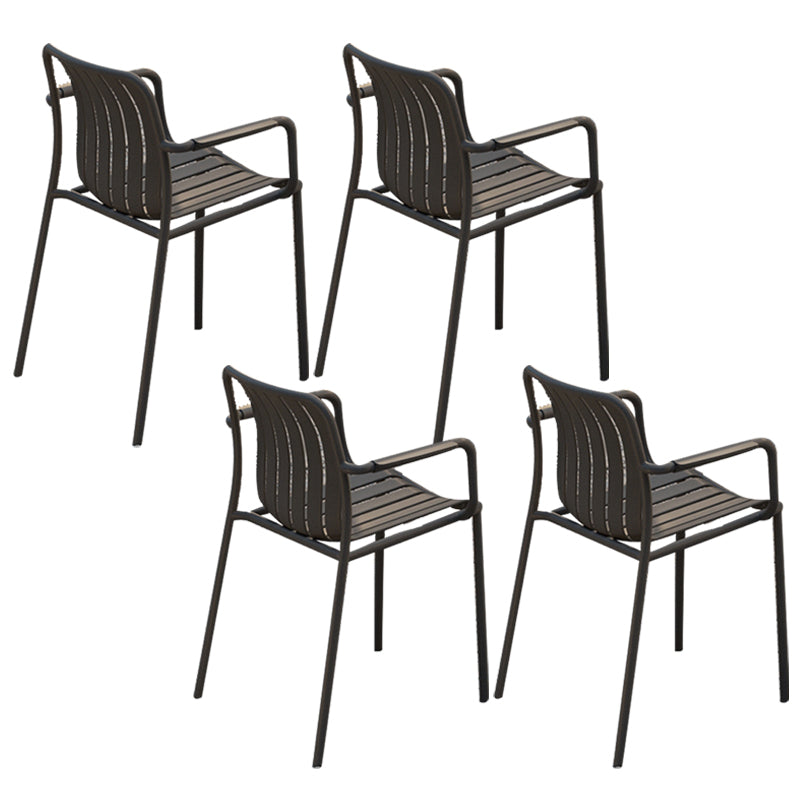 Contemporary Metal Dining Armchair with Arm Patio Dining Chair