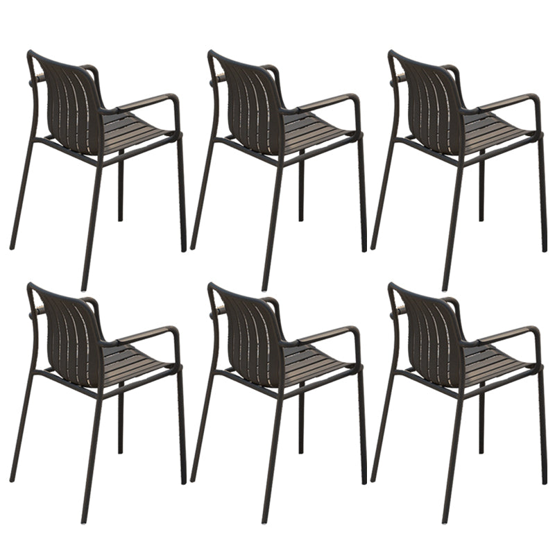 Contemporary Metal Dining Armchair with Arm Patio Dining Chair