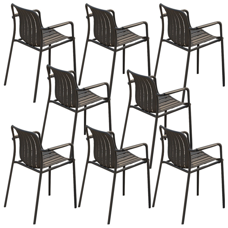 Contemporary Metal Dining Armchair with Arm Patio Dining Chair