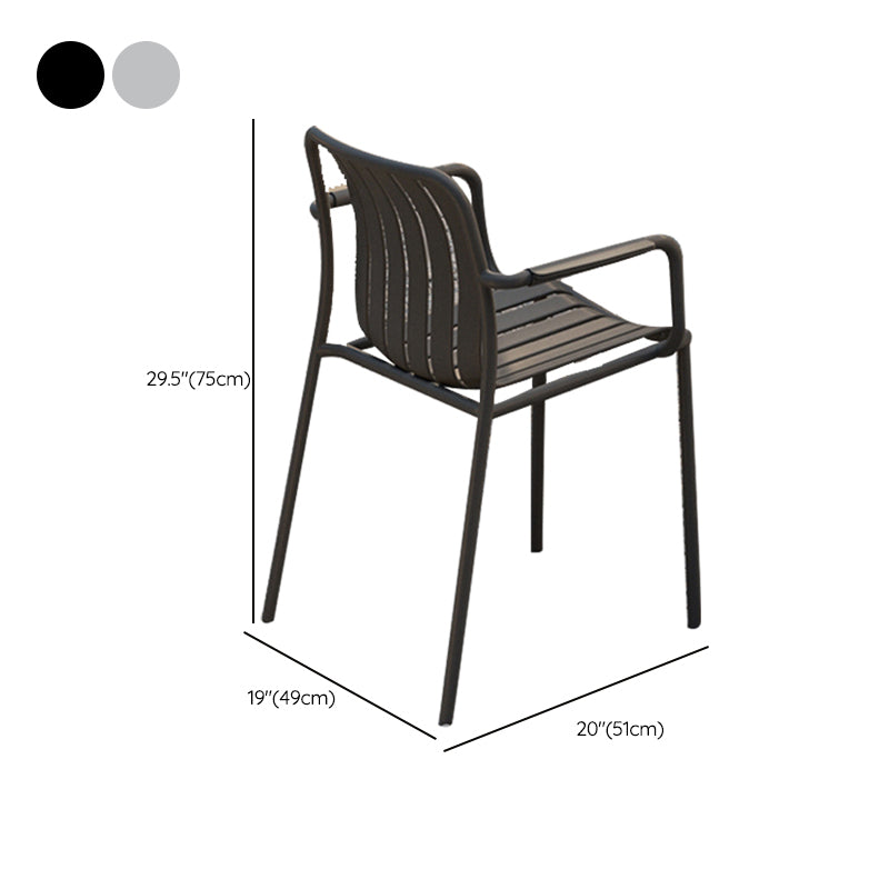 Contemporary Metal Dining Armchair with Arm Patio Dining Chair