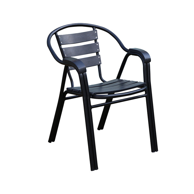 Modern Outdoor Bistro Chairs With Arm Steel Stacking Dining Armchair