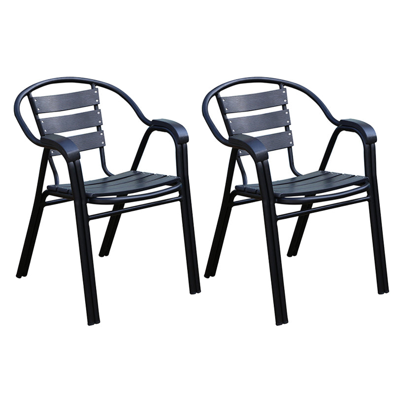 Modern Outdoor Bistro Chairs With Arm Steel Stacking Dining Armchair