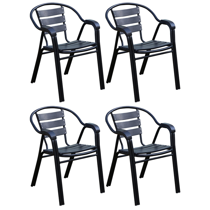 Modern Outdoor Bistro Chairs With Arm Steel Stacking Dining Armchair