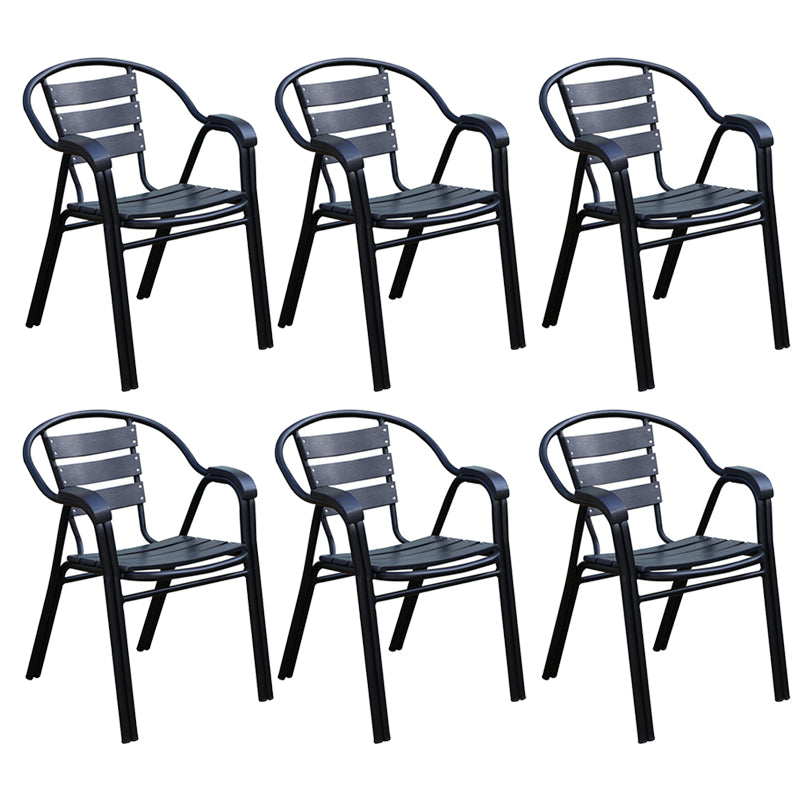 Modern Outdoor Bistro Chairs With Arm Steel Stacking Dining Armchair