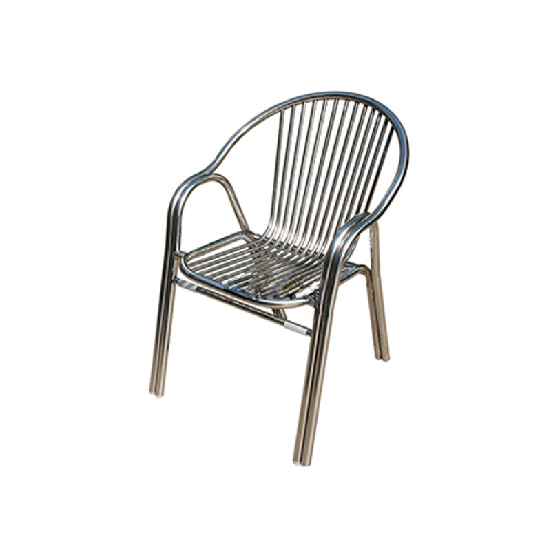 Modern Outdoor Bistro Chairs With Arm Steel Stacking Dining Armchair