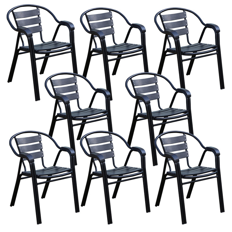 Modern Outdoor Bistro Chairs With Arm Steel Stacking Dining Armchair