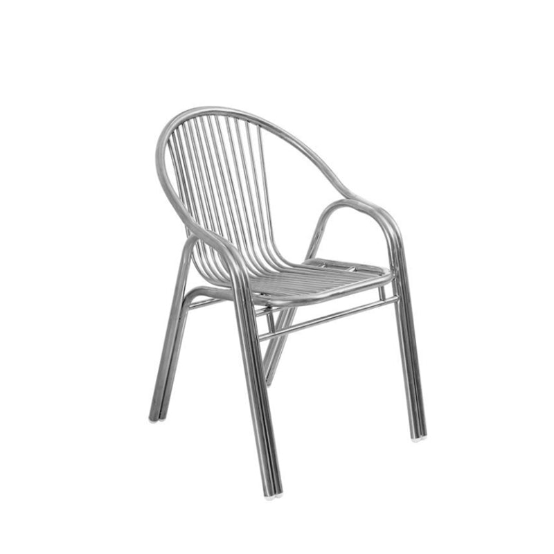 Modern Outdoor Bistro Chairs With Arm Steel Stacking Dining Armchair