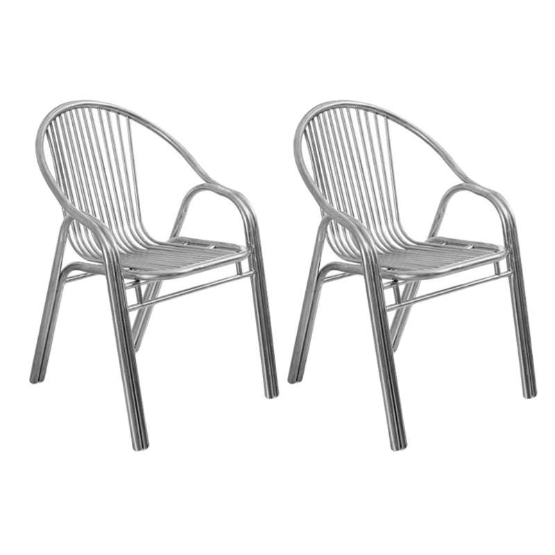 Modern Outdoor Bistro Chairs With Arm Steel Stacking Dining Armchair