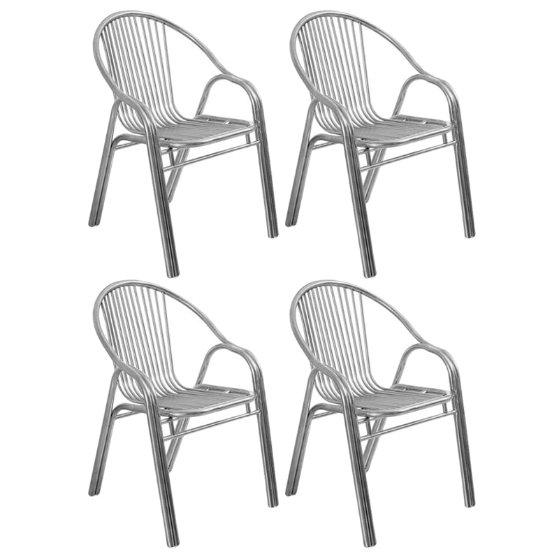 Modern Outdoor Bistro Chairs With Arm Steel Stacking Dining Armchair