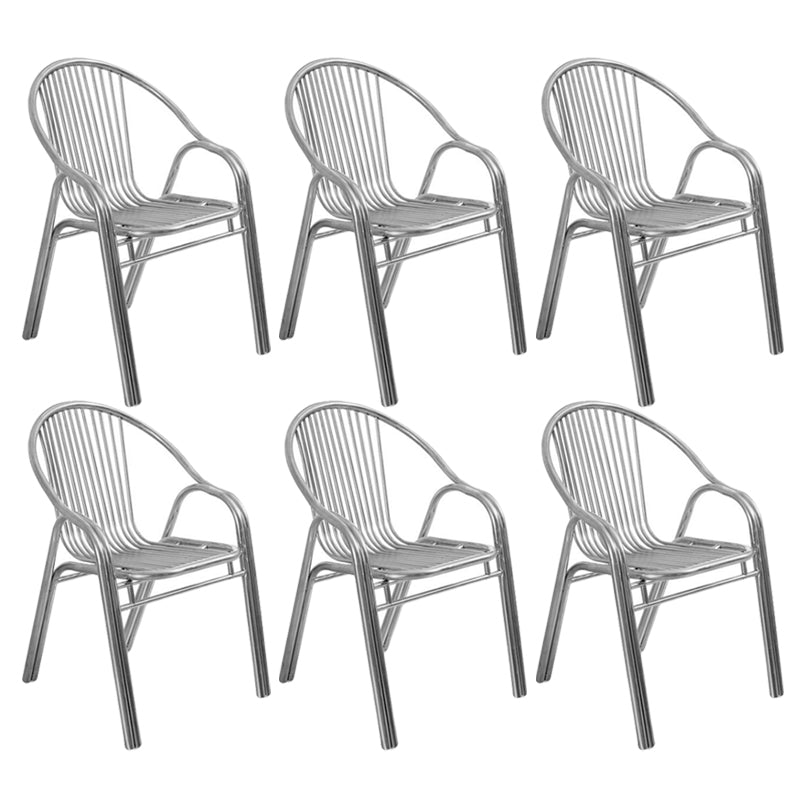 Modern Outdoor Bistro Chairs With Arm Steel Stacking Dining Armchair