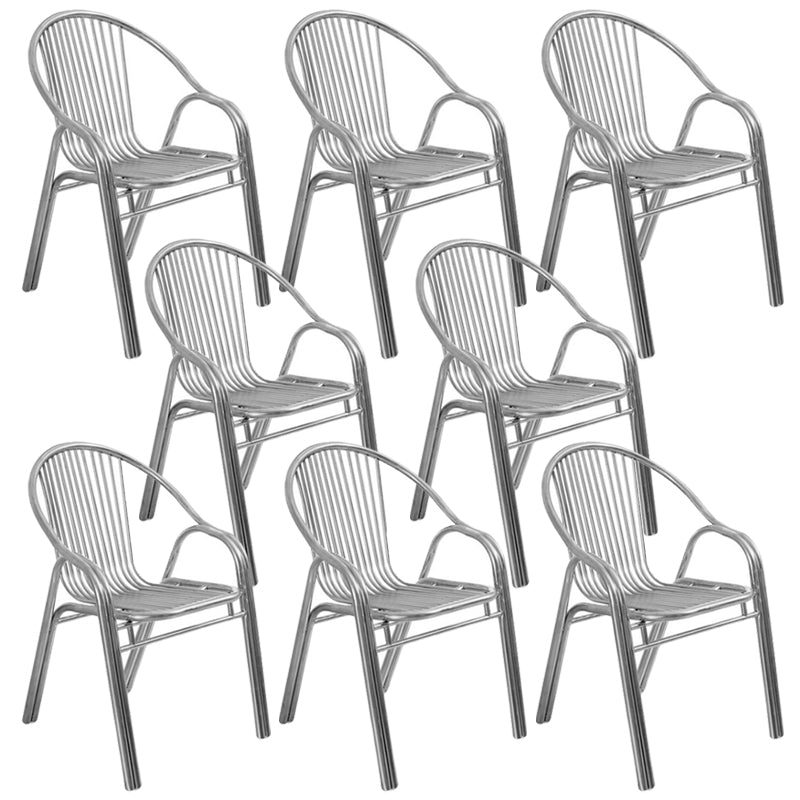 Modern Outdoor Bistro Chairs With Arm Steel Stacking Dining Armchair