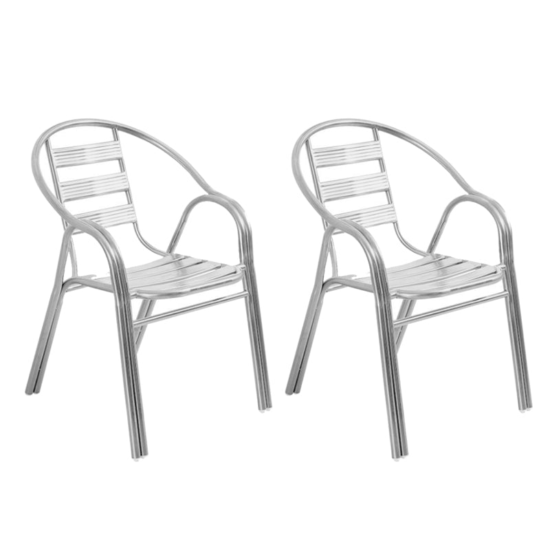 Modern Outdoor Bistro Chairs With Arm Steel Stacking Dining Armchair