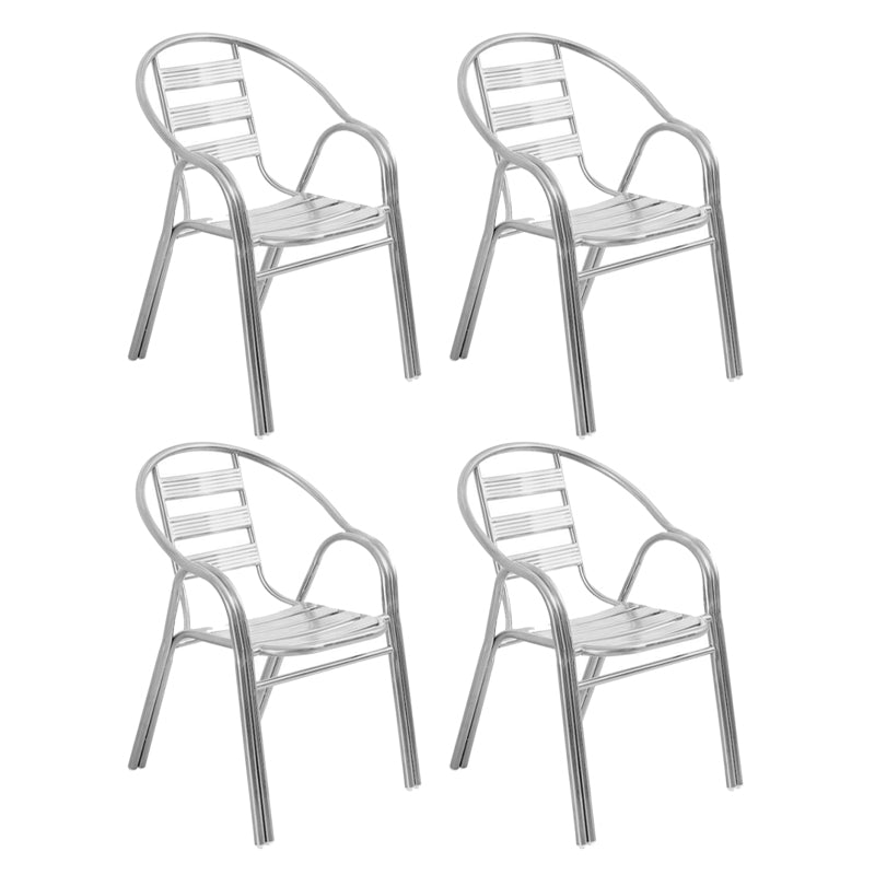 Modern Outdoor Bistro Chairs With Arm Steel Stacking Dining Armchair