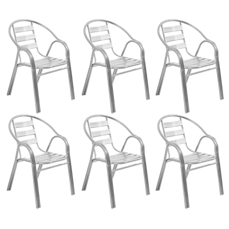 Modern Outdoor Bistro Chairs With Arm Steel Stacking Dining Armchair