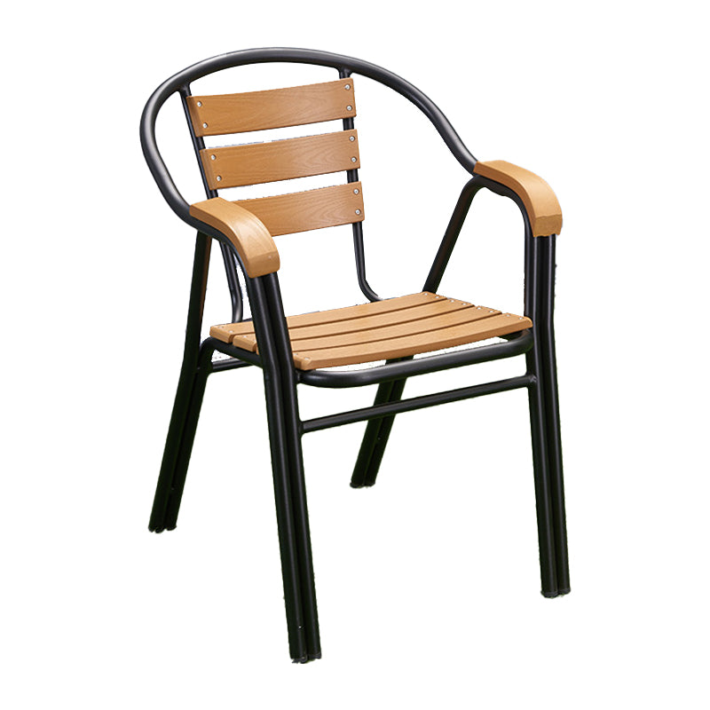 Modern Outdoor Bistro Chairs With Arm Steel Stacking Dining Armchair