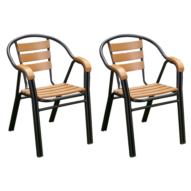 Modern Outdoor Bistro Chairs With Arm Steel Stacking Dining Armchair