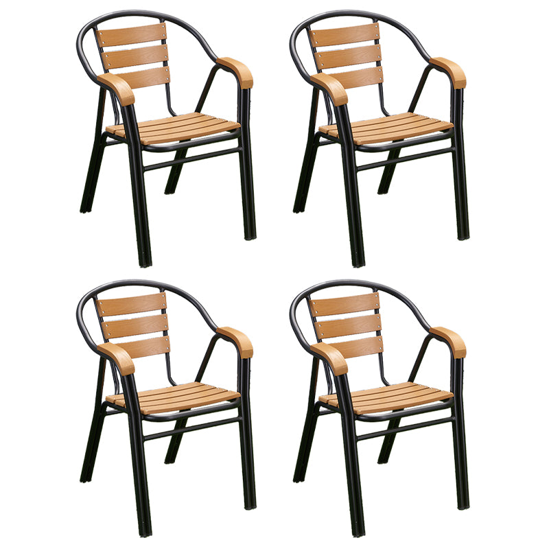 Modern Outdoor Bistro Chairs With Arm Steel Stacking Dining Armchair