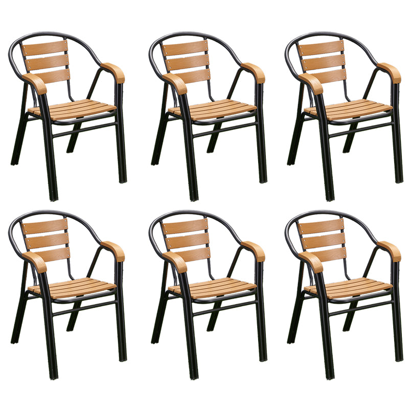 Modern Outdoor Bistro Chairs With Arm Steel Stacking Dining Armchair