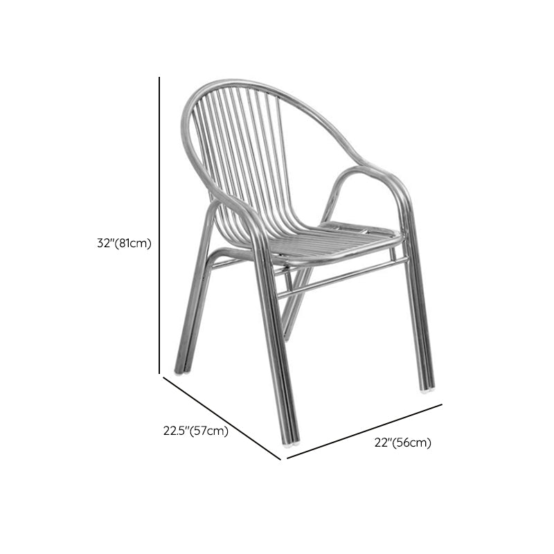 Modern Outdoor Bistro Chairs With Arm Steel Stacking Dining Armchair