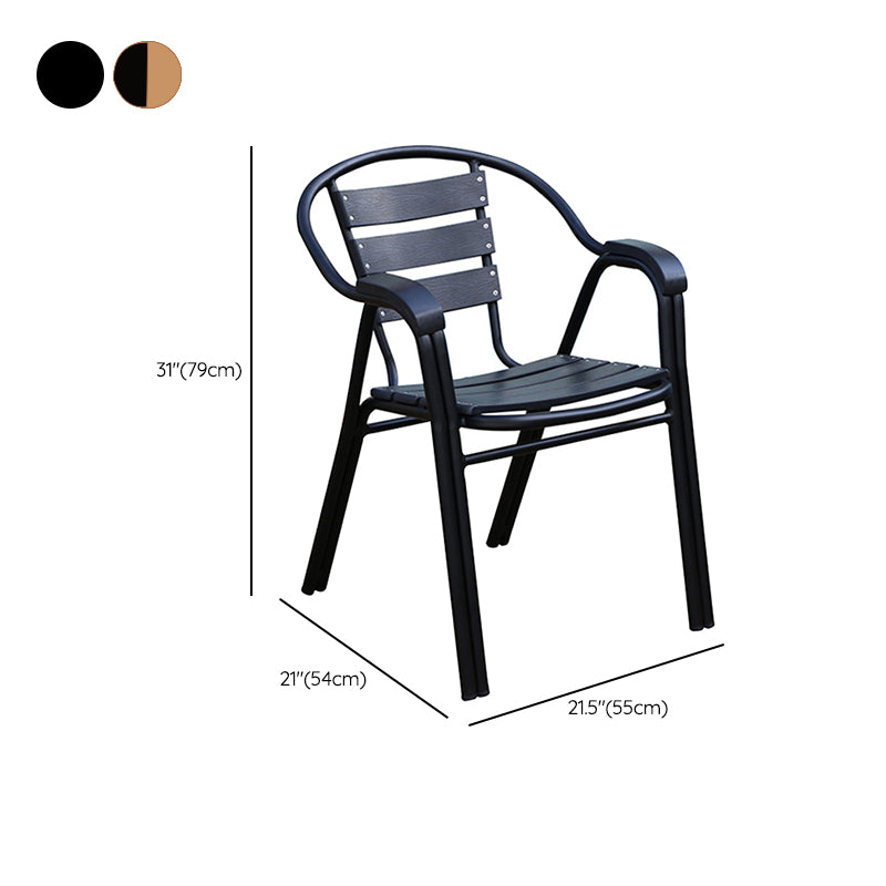 Modern Outdoor Bistro Chairs With Arm Steel Stacking Dining Armchair