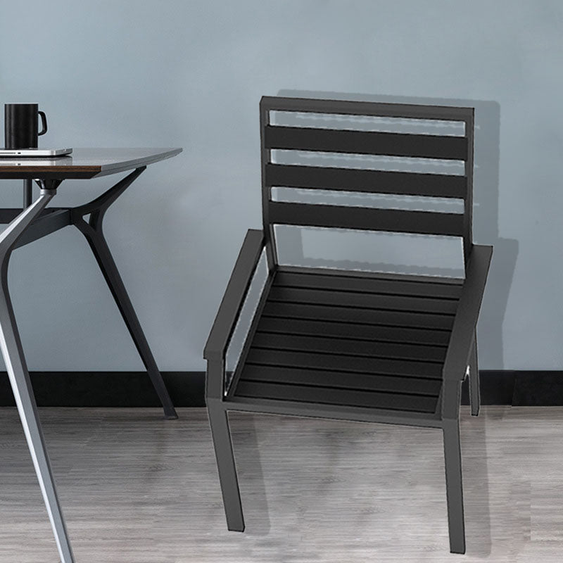 Modern High Backrest Side Chair Metal Dining Side Chair with Arm