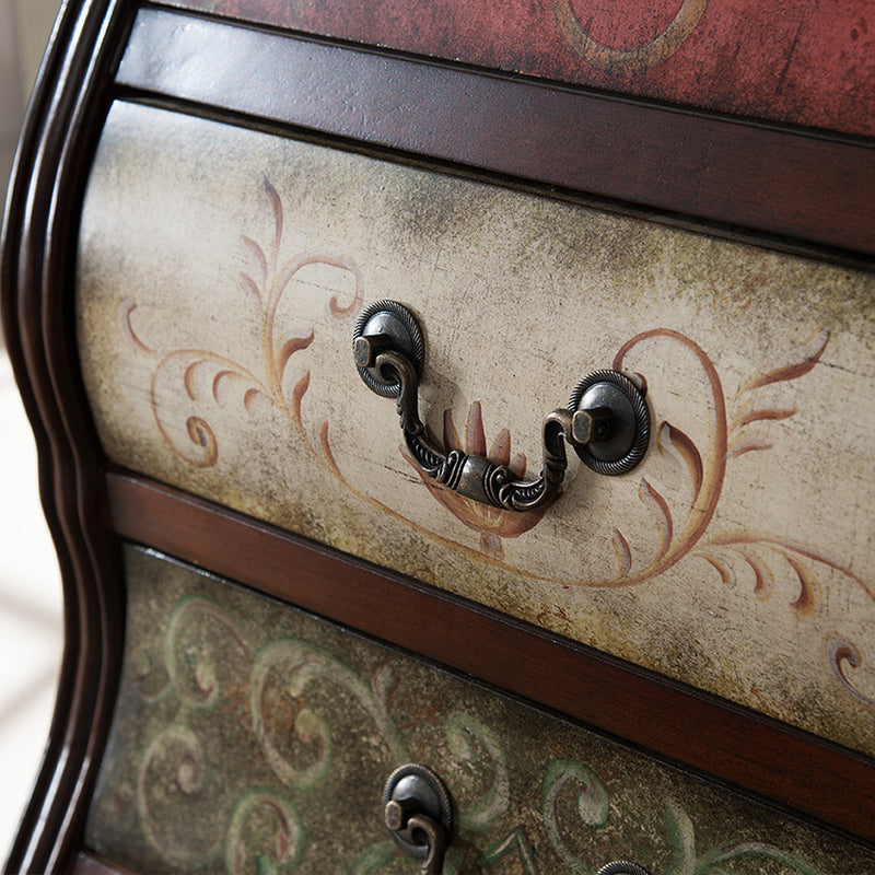 Industrial Side Cabinet in Solid Wood with 7 Drawers Bracket Legs Accent Chest