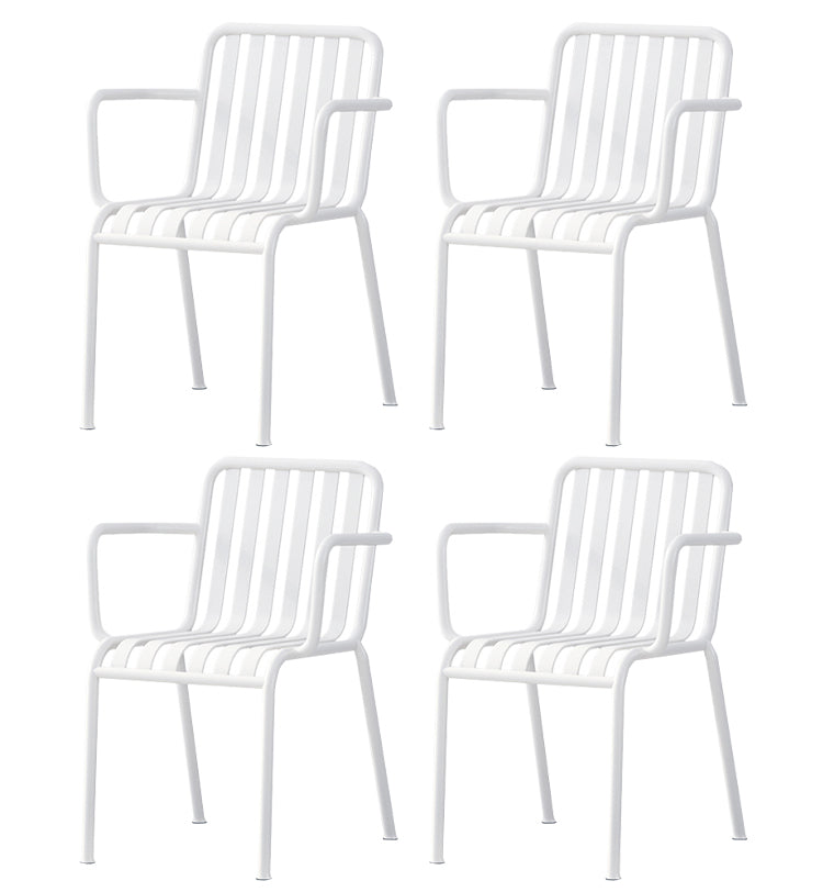 Contemporary Metal Dining Chair with High Back Dining Chair in White