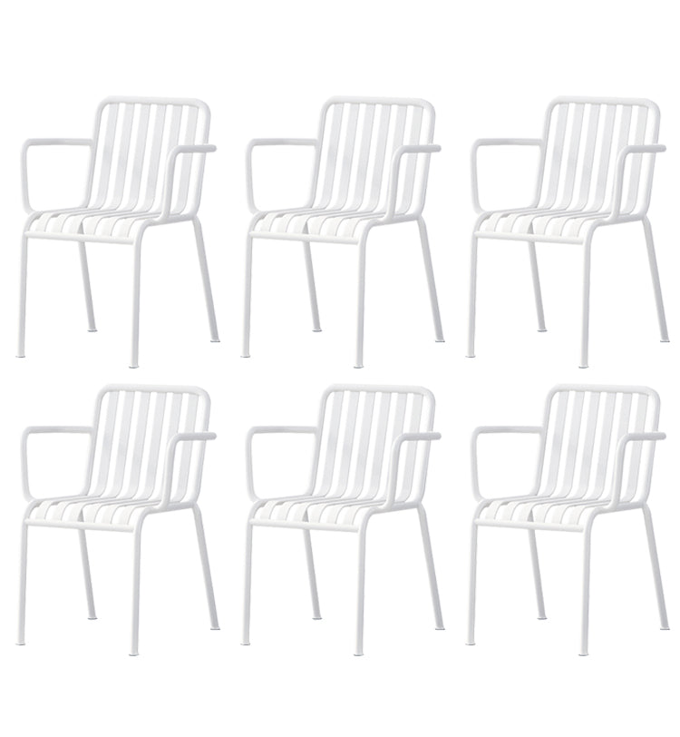 Contemporary Metal Dining Chair with High Back Dining Chair in White