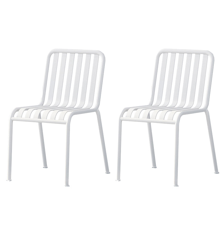 Contemporary Metal Dining Chair with High Back Dining Chair in White