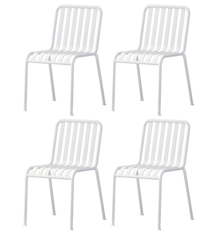 Contemporary Metal Dining Chair with High Back Dining Chair in White