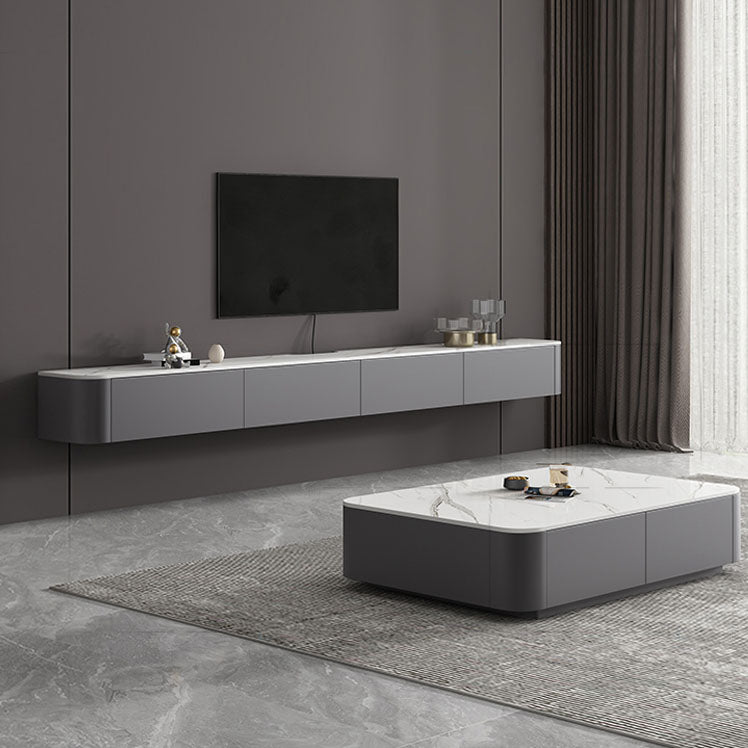 Stone TV Media Console Contemporary Media Console with Drawers