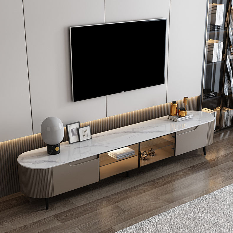 Stone TV Media Console Contemporary Media Console with 2 Drawers