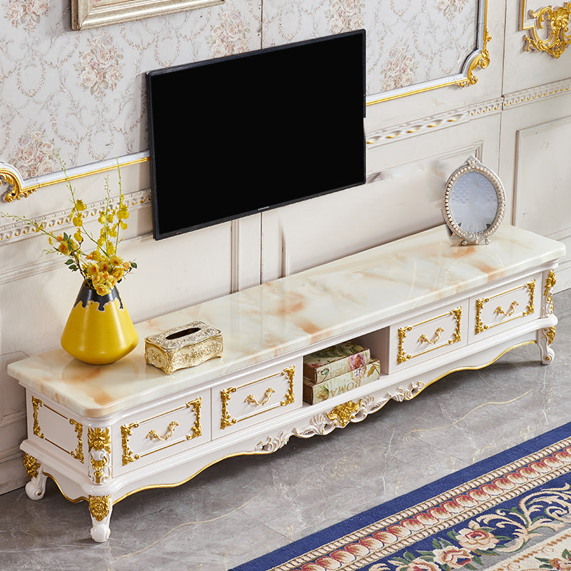 Traditional TV Stand Console Wooden Media Console TV Stand with 4 Drawers