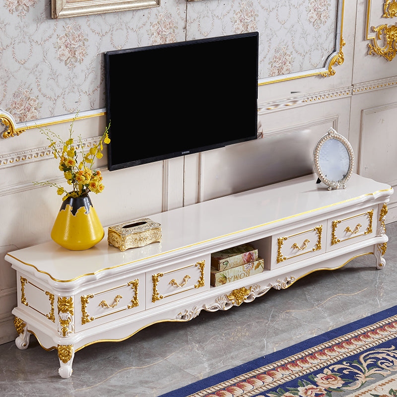 Traditional TV Stand Console Wooden Media Console TV Stand with 4 Drawers