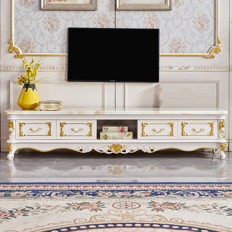 Traditional TV Stand Console Wooden Media Console TV Stand with 4 Drawers