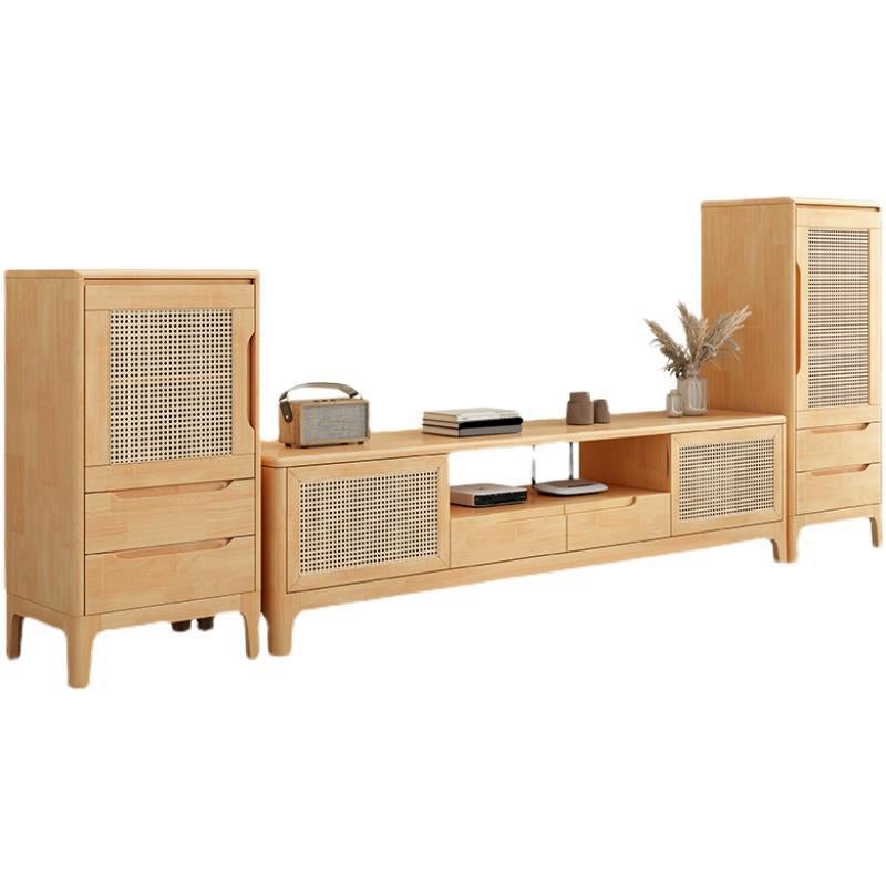 Solid Wood TV Media Console Contemporary TV Console with Drawers