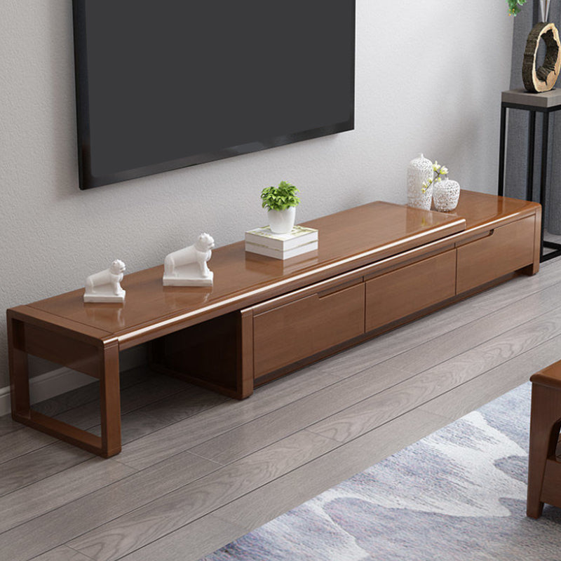 Oak Contemporary Media Console 3 Drawers TV Console with Splayed Wooden Legs