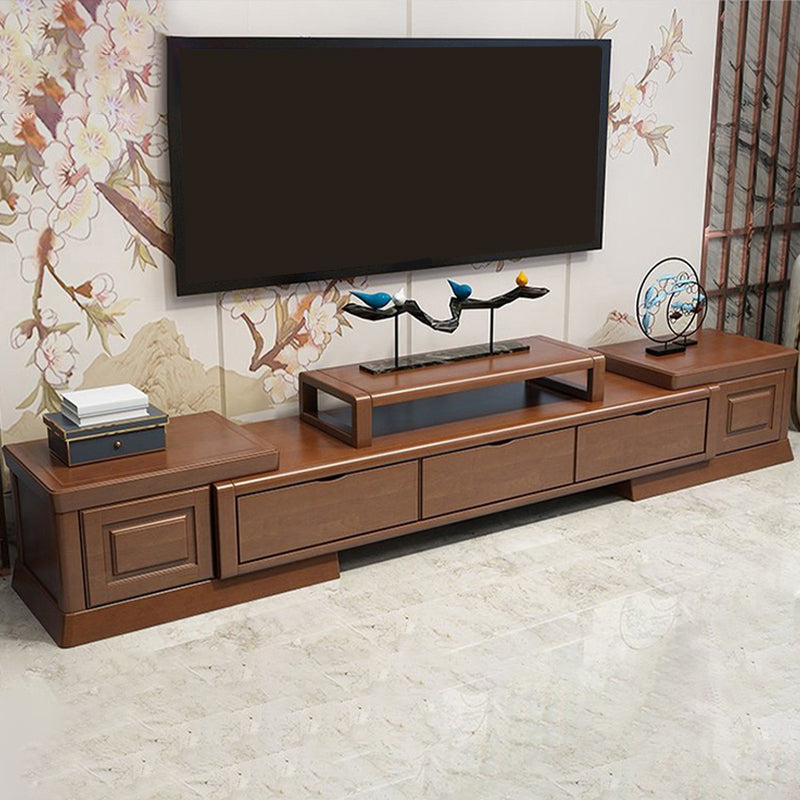 Oak Contemporary Media Console 3 Drawers TV Console with Splayed Wooden Legs