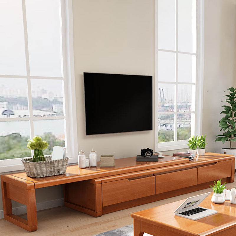 Oak Contemporary Media Console 3 Drawers TV Console with Splayed Wooden Legs