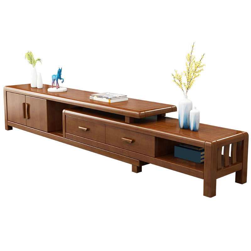 Oak Contemporary Media Console 3 Drawers TV Console with Splayed Wooden Legs