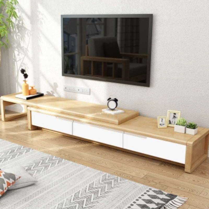 Oak Contemporary Media Console 3 Drawers TV Console with Splayed Wooden Legs