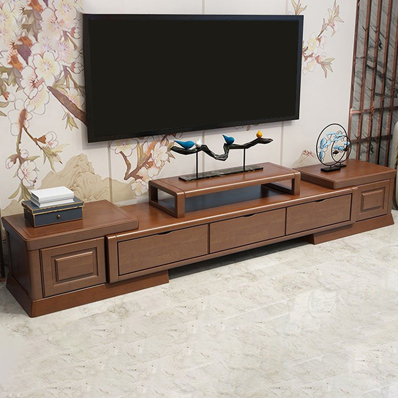 Oak Contemporary Media Console 3 Drawers TV Console with Splayed Wooden Legs