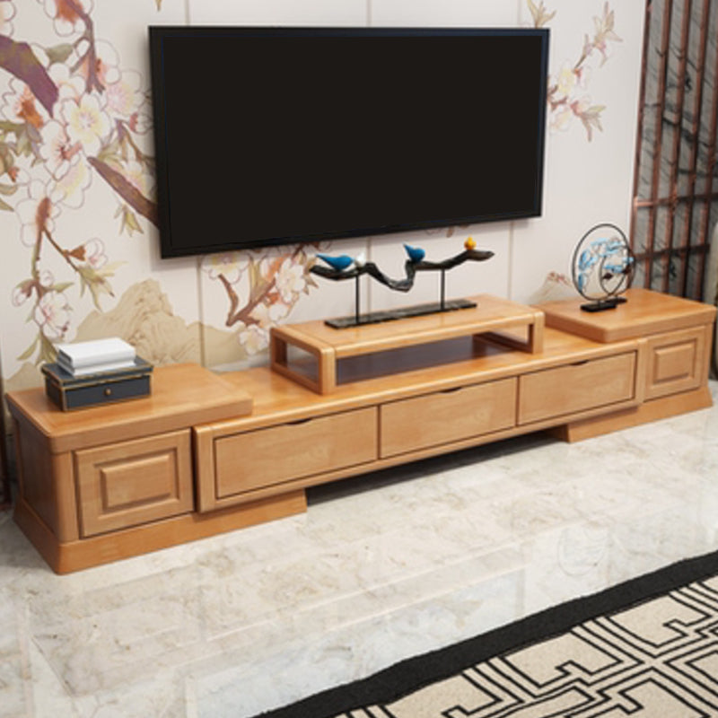 Oak Contemporary Media Console 3 Drawers TV Console with Splayed Wooden Legs