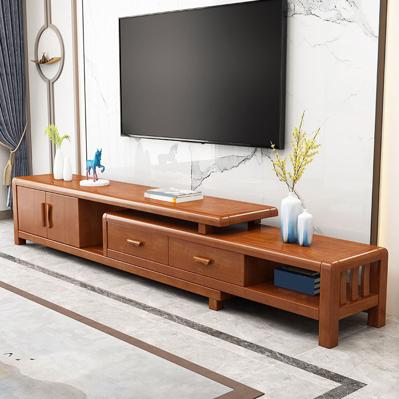 Oak Contemporary Media Console 3 Drawers TV Console with Splayed Wooden Legs